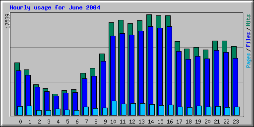 Hourly usage for June 2004